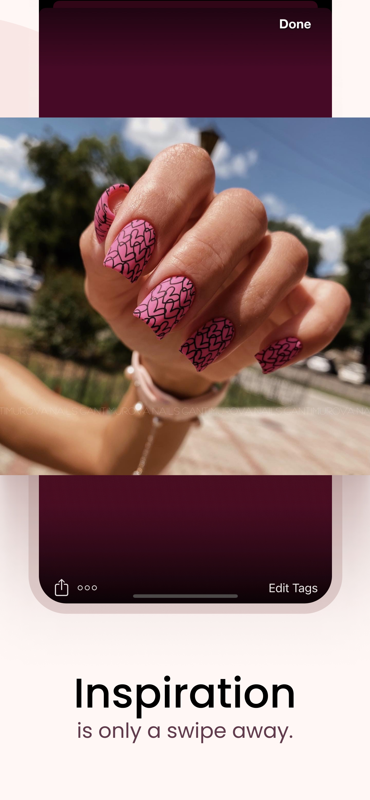 View a favorite nail design in detail. Inspiration is only a swipe away.